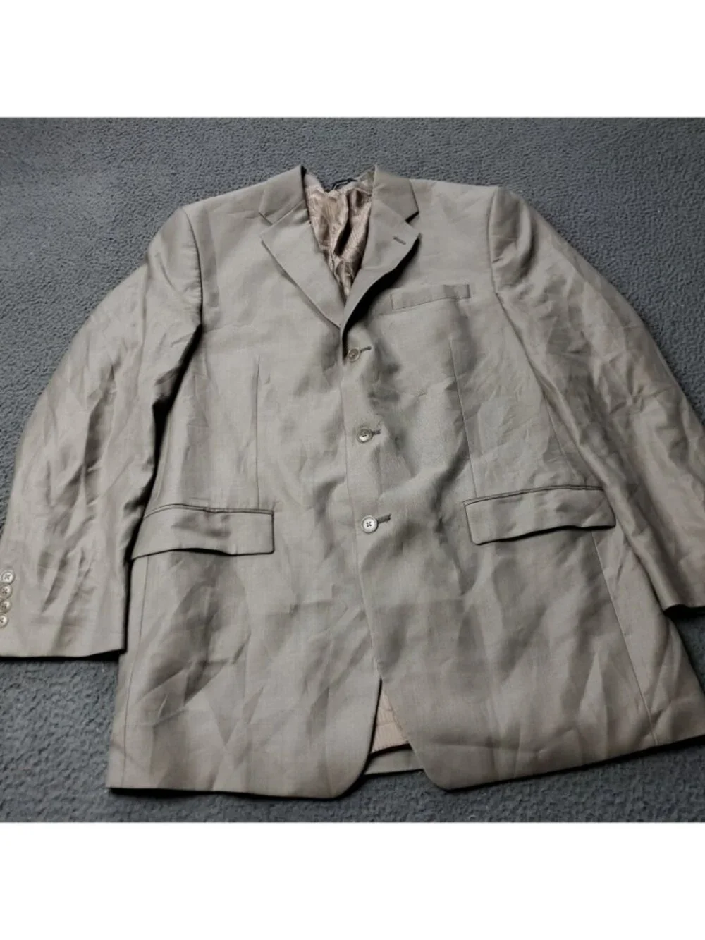 Calvin Klein Wool Blazer Mens 42L Suit Jacket  Beige  Tan Woolmark